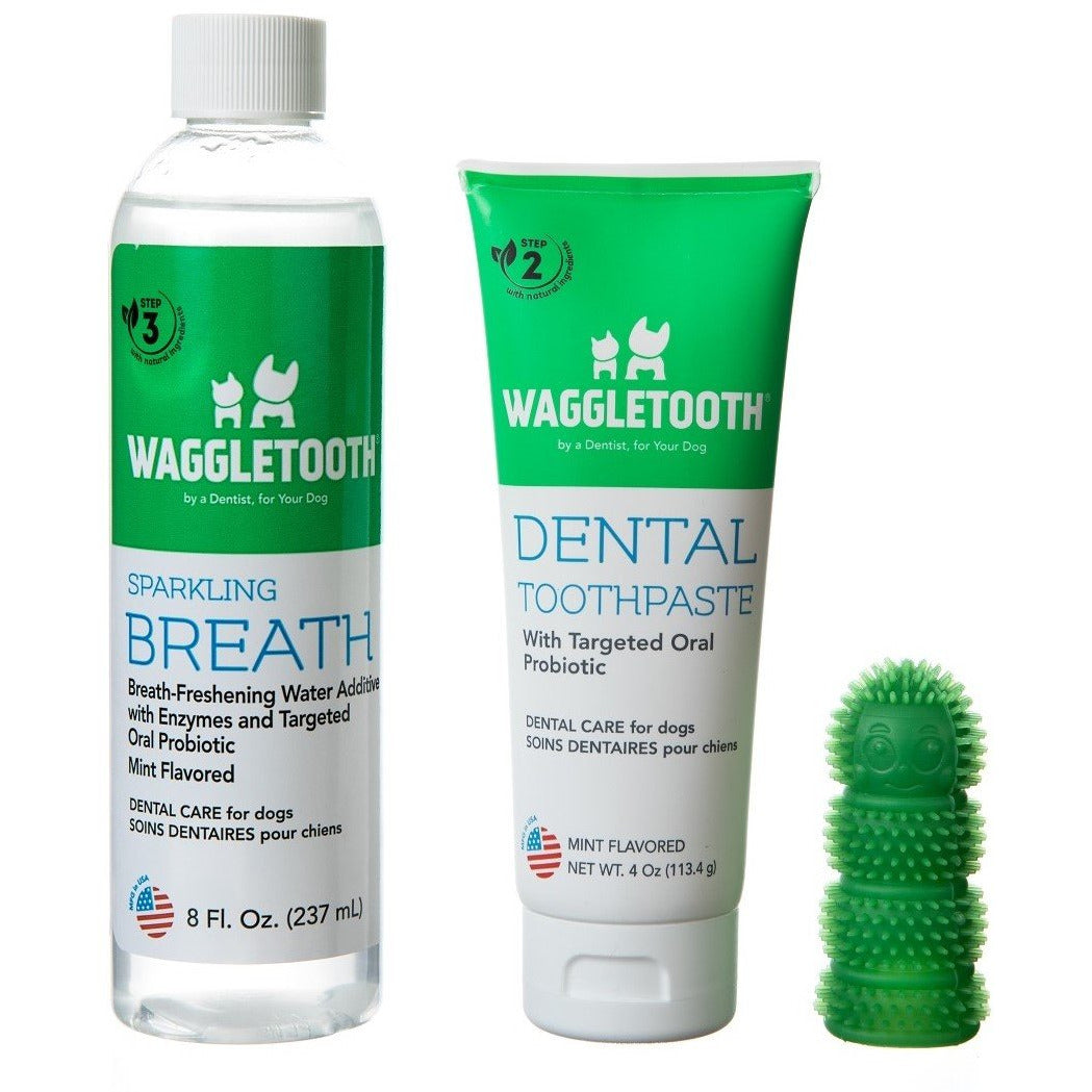 3-Step Dog Dental Care Kit: Toothbrush, Toothpaste, and Water Additive