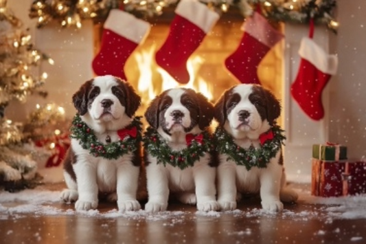 Saint Bernard Christmas Puppies